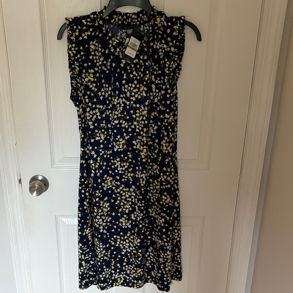 Tommy Hilfiger Blue and Yellow Patterned Midi Dress